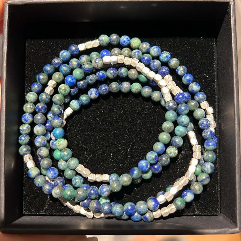 Multi Wrap Beaded Bracelet with Silver Accents